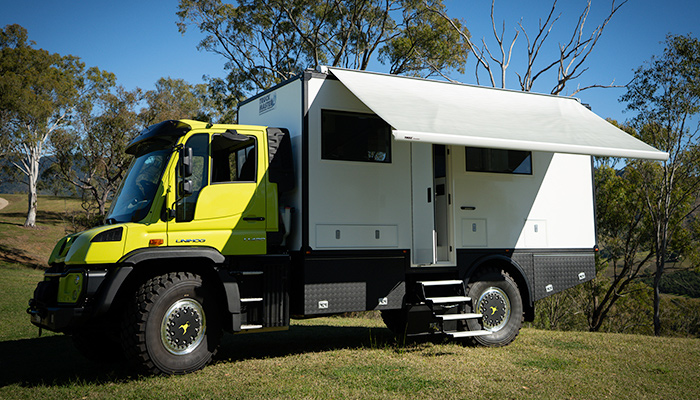 Unimog with awning out